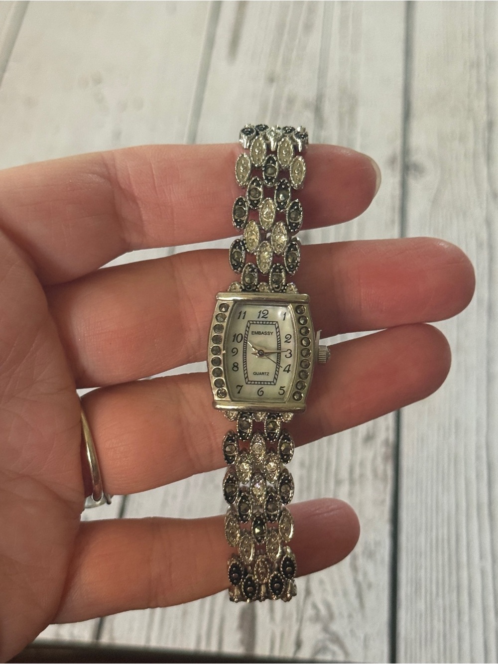Bass Silver-Tone Crystal Accent Women's Bracelet Watch